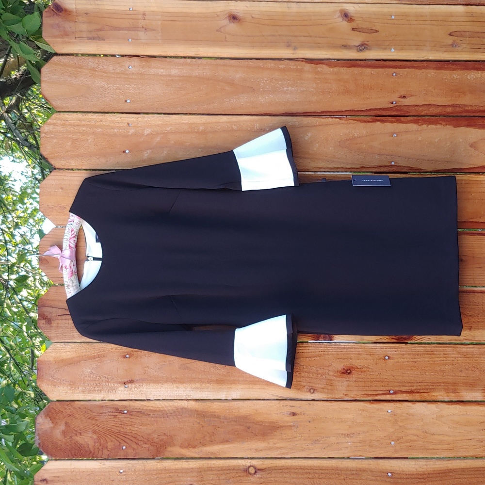 Tommy Hilfiger Black Dress with White Bell Cuffs
